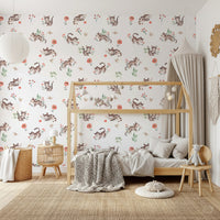 Soft watercolor cat pattern wallpaper for kids room