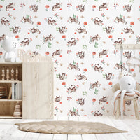Whimsical kitten watercolor wallpaper for kids room