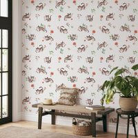 Hand painted kitten pattern wallpaper for kids room