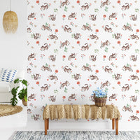Playful kitten illustration wallpaper for nursery decor