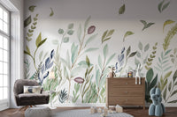 Watercolor Leaves Wall Mural - Wallanza