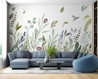 Watercolor Leaves Wall Mural - Wallanza