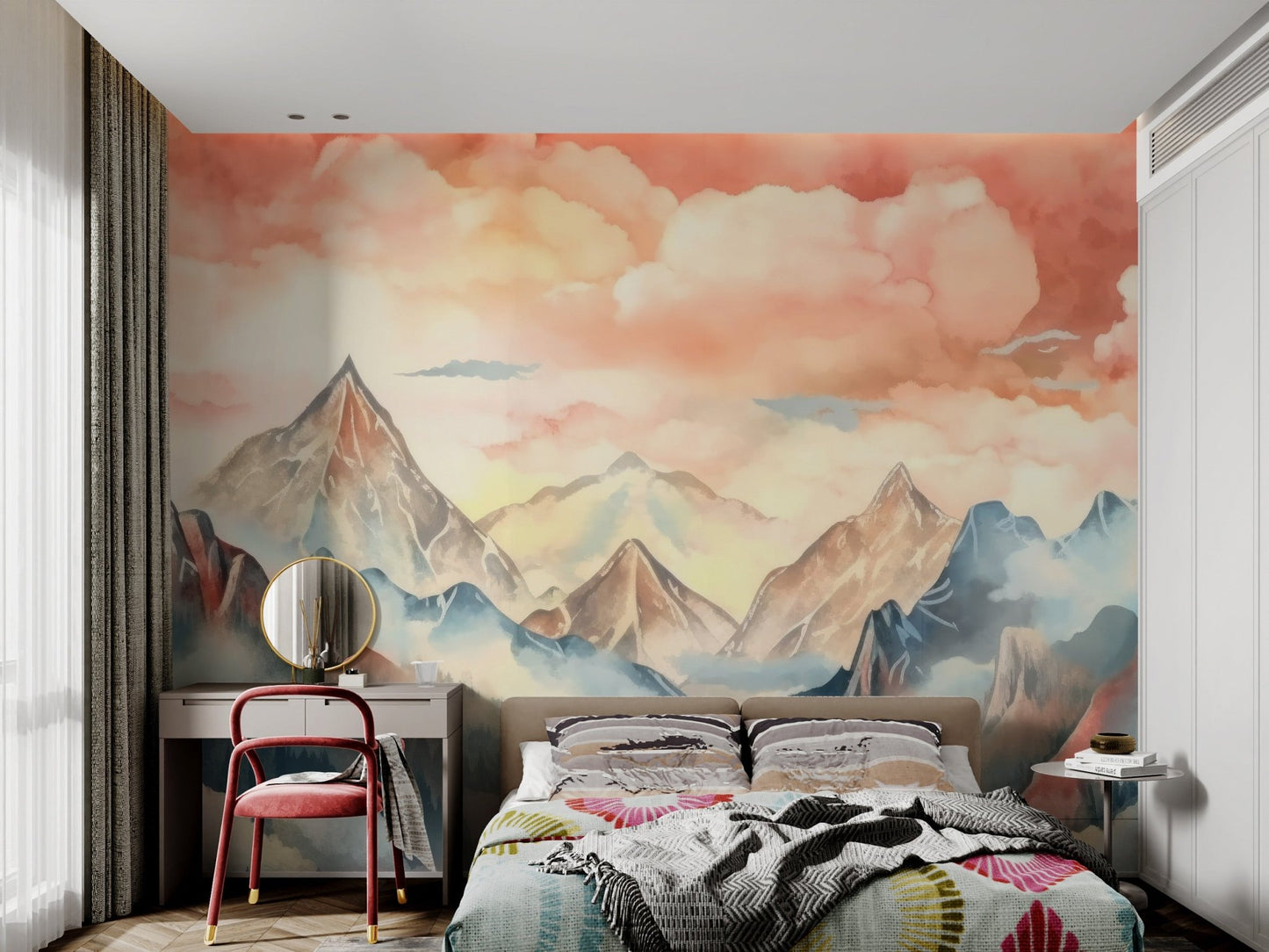 Watercolor Misty Mountain Wallpaper - Wallanza