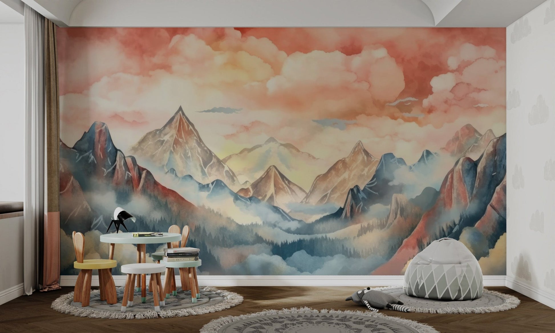 Watercolor Misty Mountain Wallpaper - Wallanza