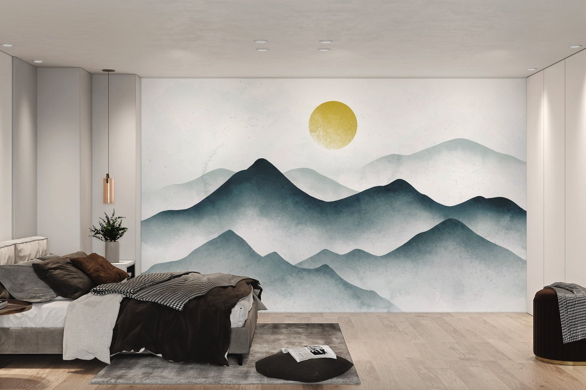 Watercolor Misty Mountain Wallpaper - Wallanza