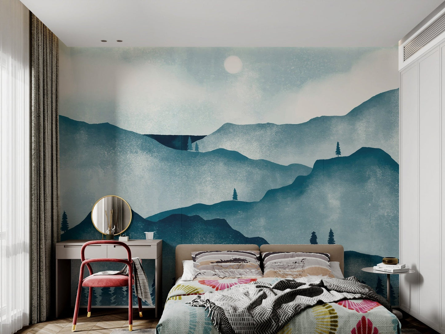 Watercolor Mountain Forest Wallpaper - Wallanza