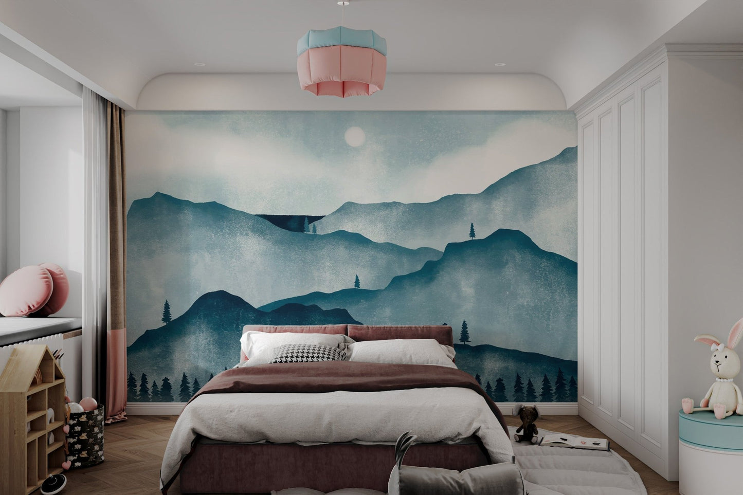 Watercolor Mountain Forest Wallpaper - Wallanza