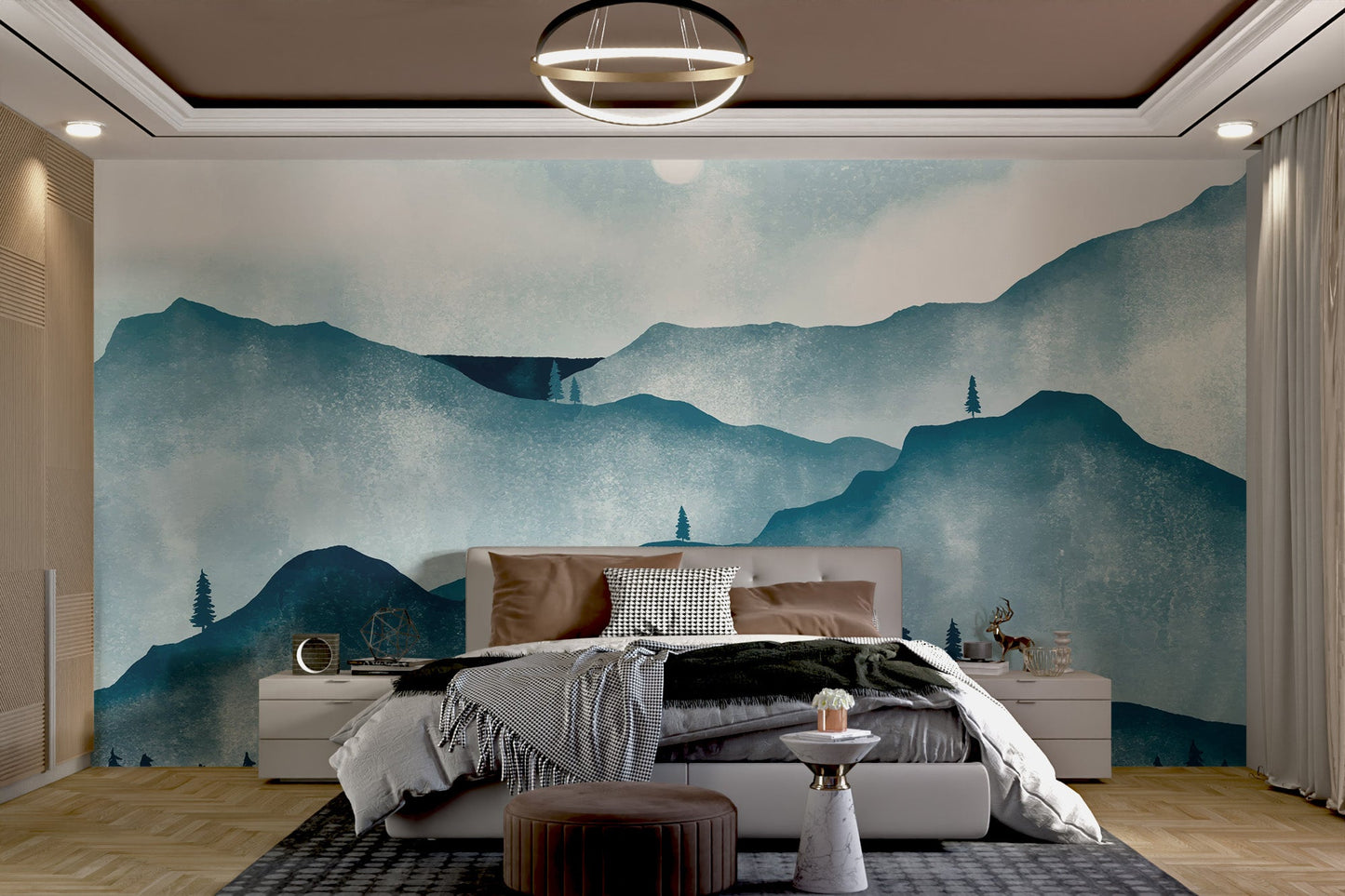 Watercolor Mountain Forest Wallpaper - Wallanza