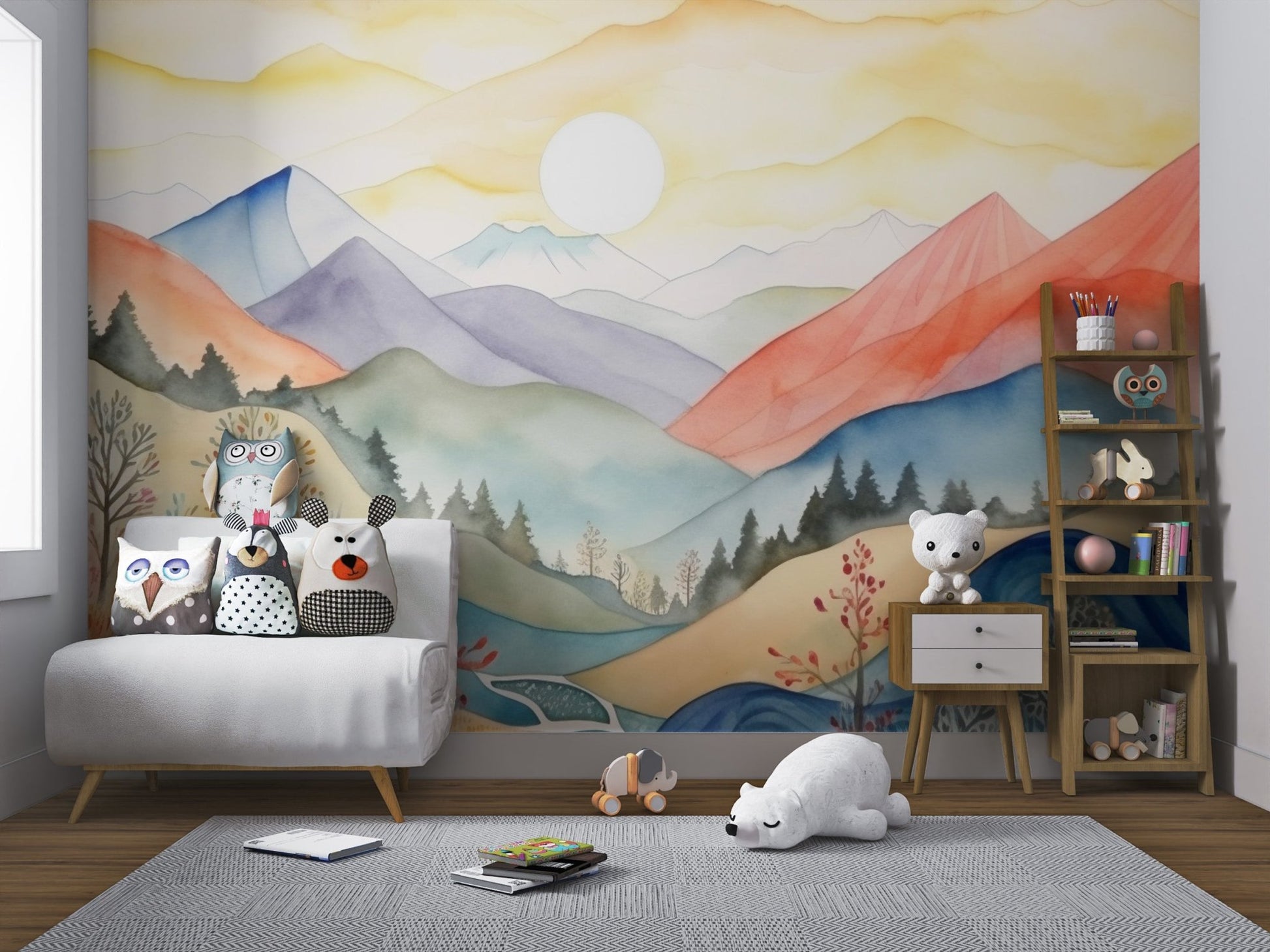 Watercolor Mountain Landscape Wallpaper - Wallanza