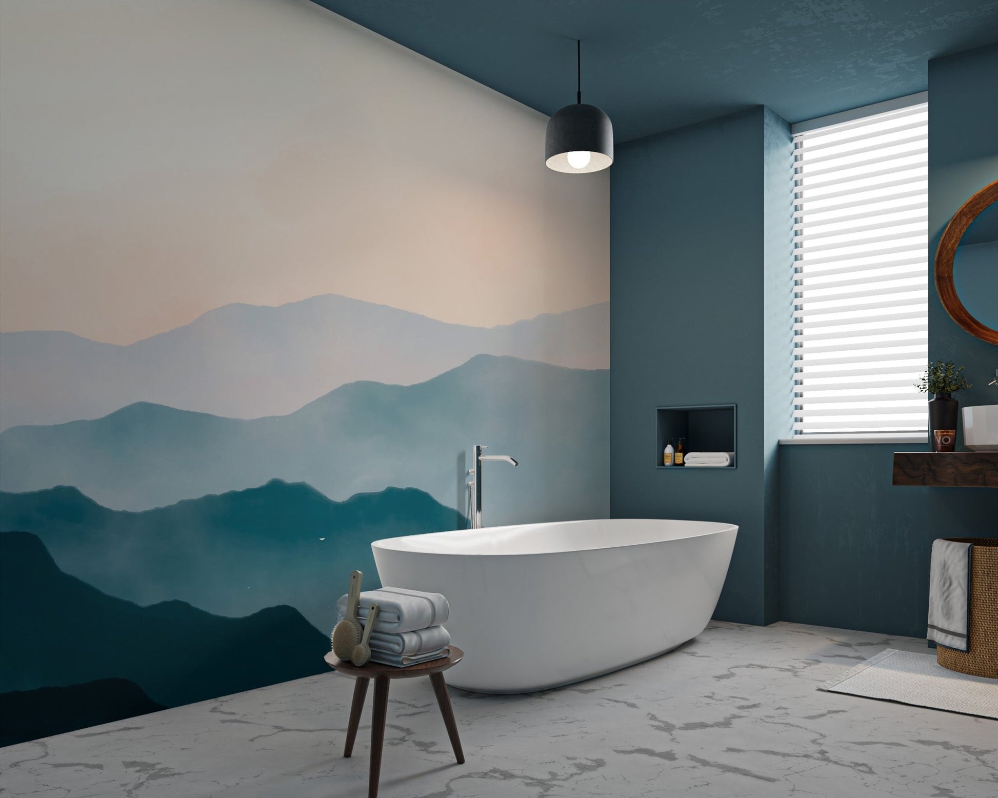 Watercolor Mountain Landscape Wallpaper - Wallanza