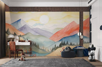 Watercolor Mountain Landscape Wallpaper - Wallanza