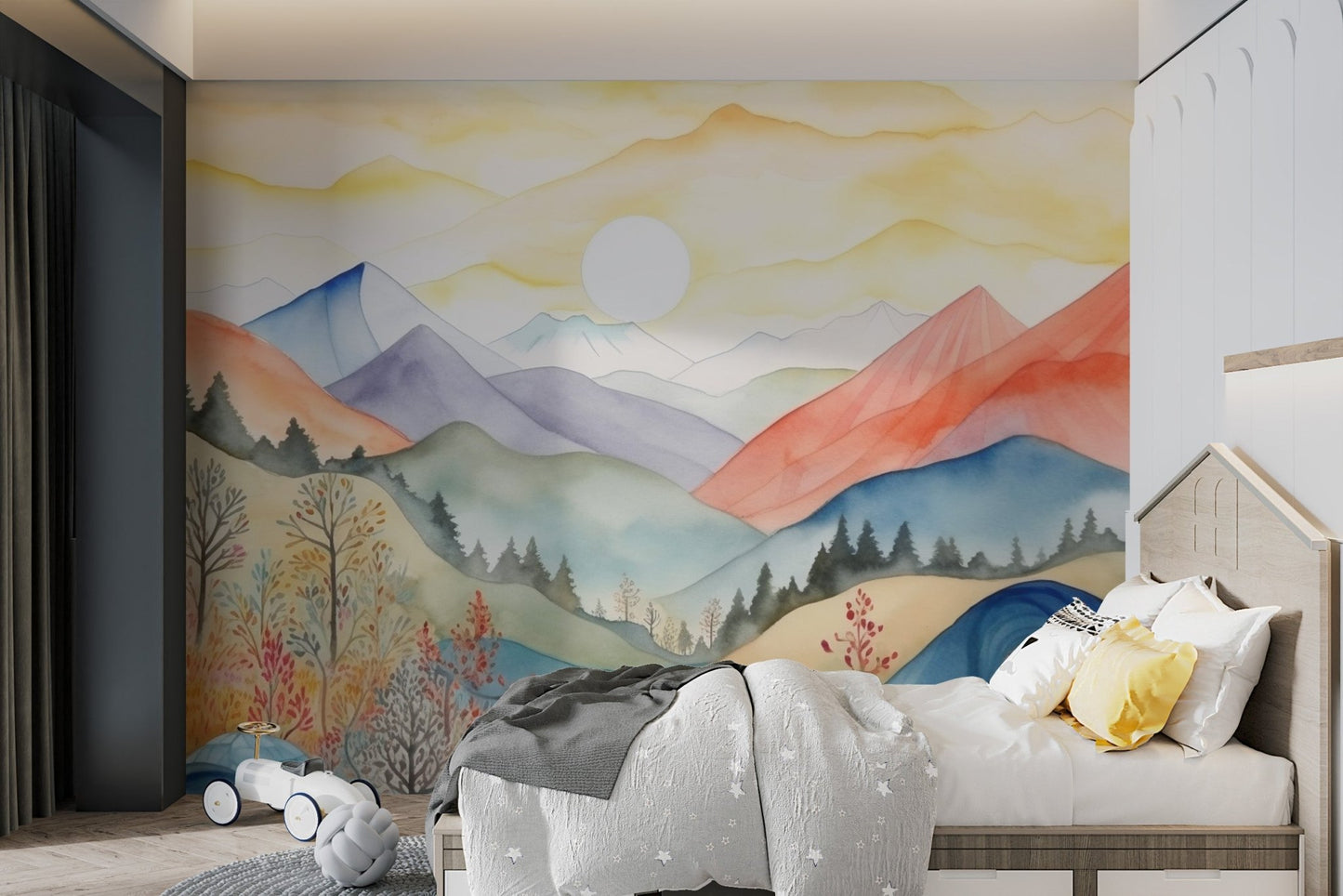 Watercolor Mountain Landscape Wallpaper - Wallanza