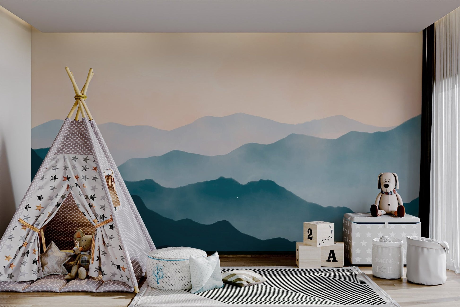 Watercolor Mountain Landscape Wallpaper - Wallanza