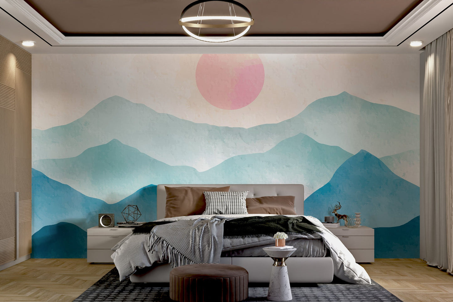 Watercolor Mountain Sunrise Wallpaper - Wallanza