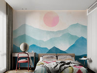 Watercolor Mountain Sunrise Wallpaper - Wallanza