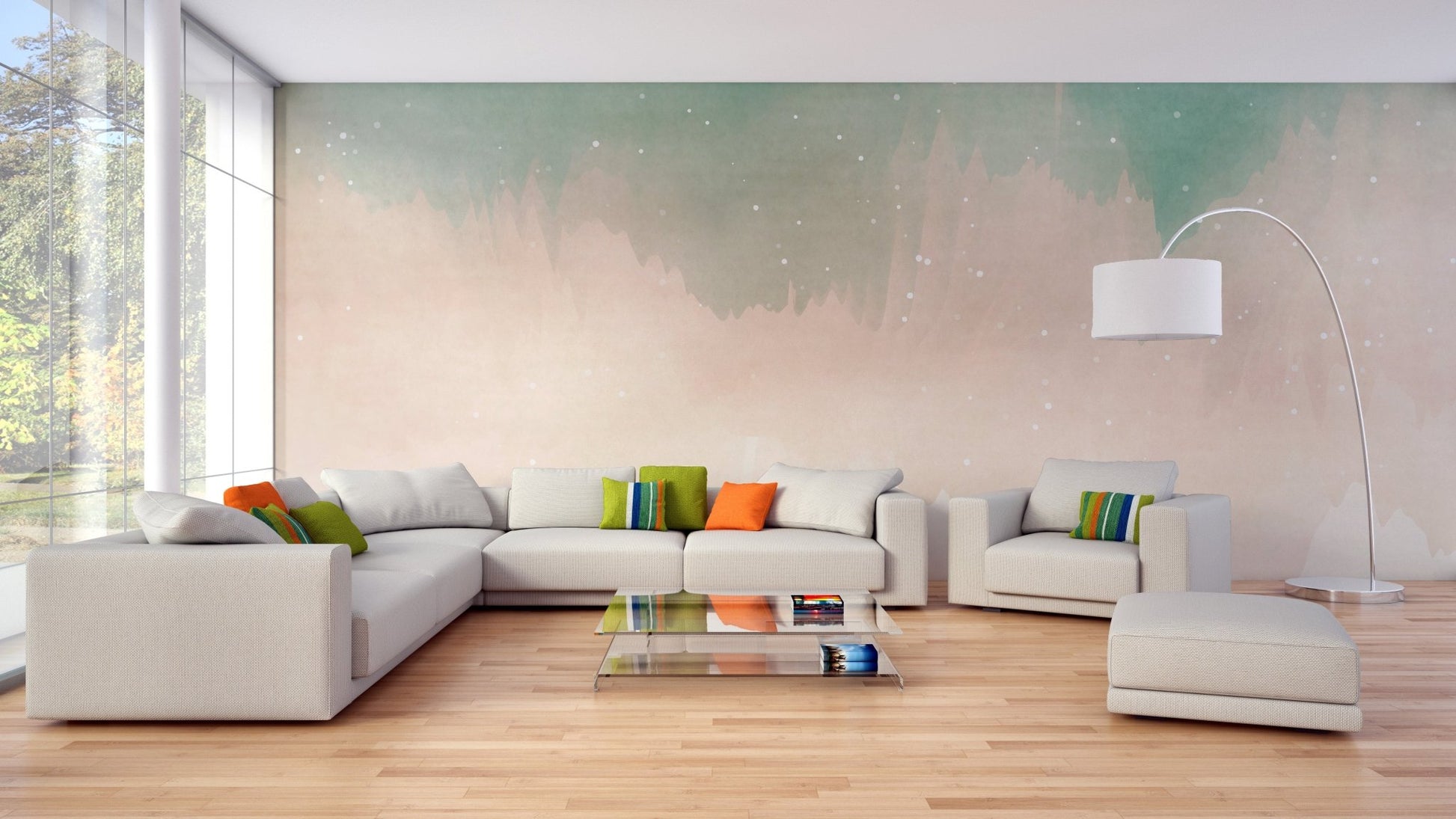 Calm Watercolor Ombre Wallpaper Mural