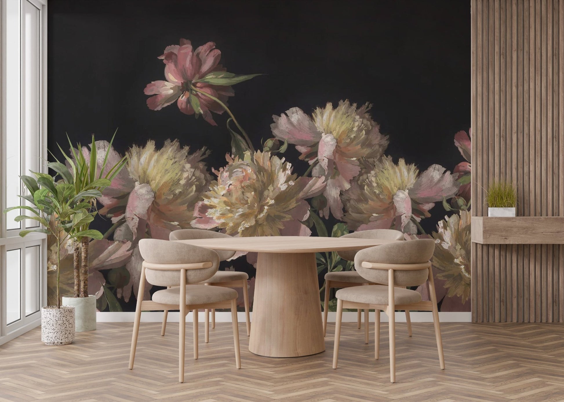 Watercolor Peony Blossom Wallpaper Mural - Wallanza