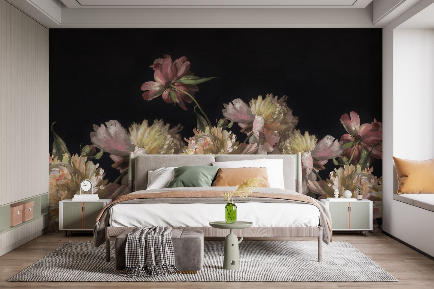 Watercolor Peony Blossom Wallpaper Mural - Wallanza