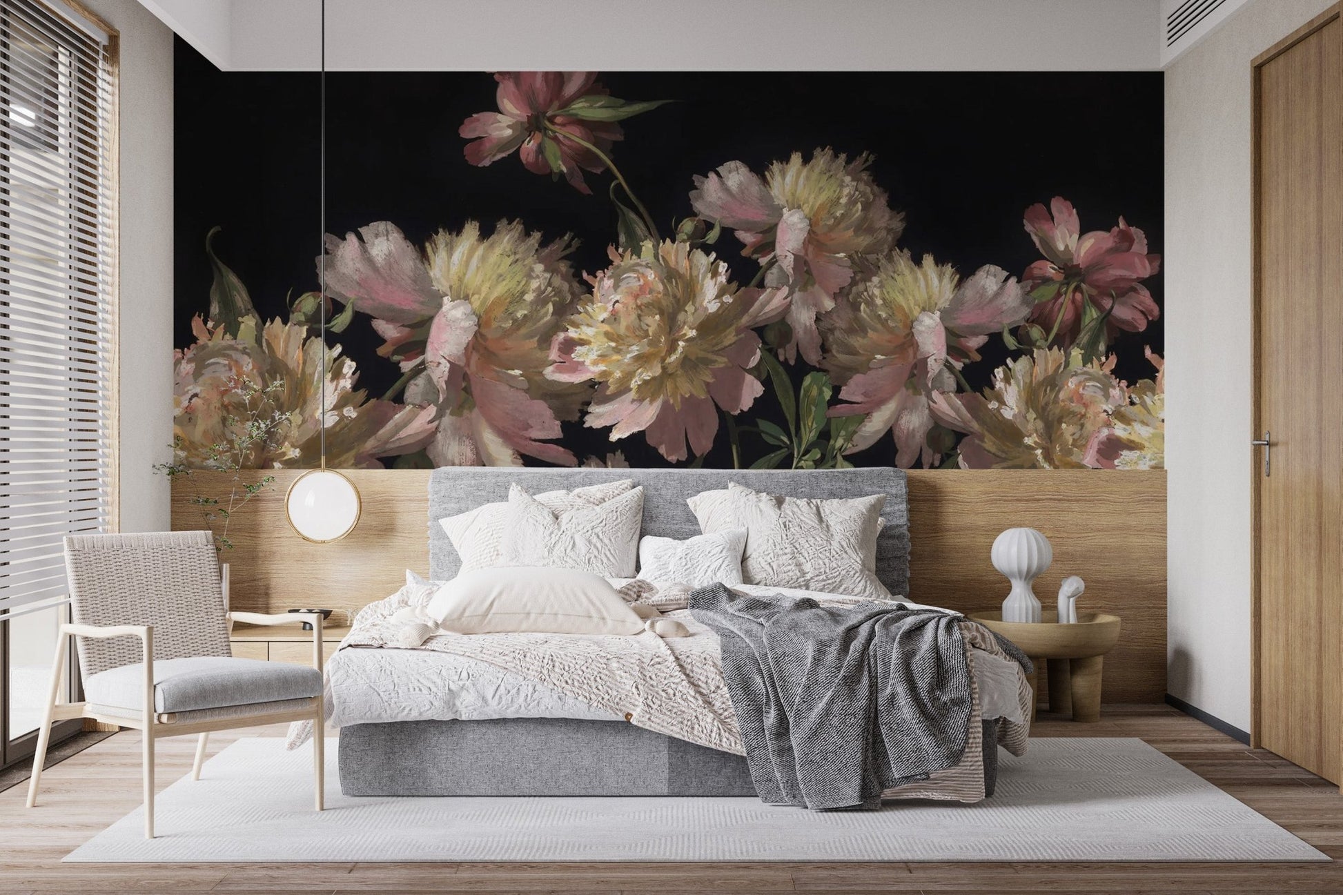 Watercolor Peony Blossom Wallpaper Mural - Wallanza