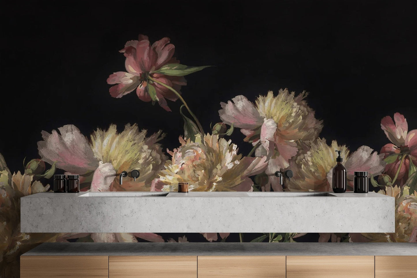 Watercolor Peony Blossom Wallpaper Mural - Wallanza