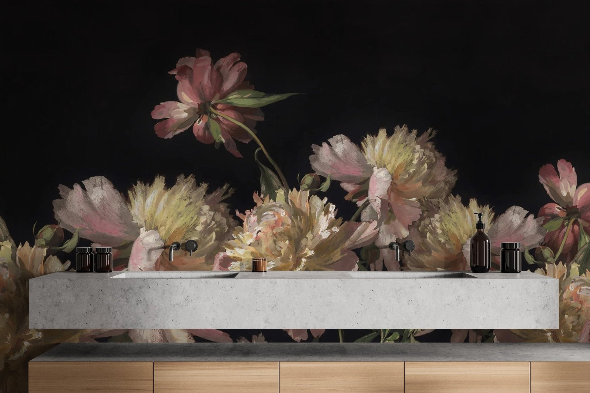 Watercolor Peony Blossom Wallpaper Mural - Wallanza