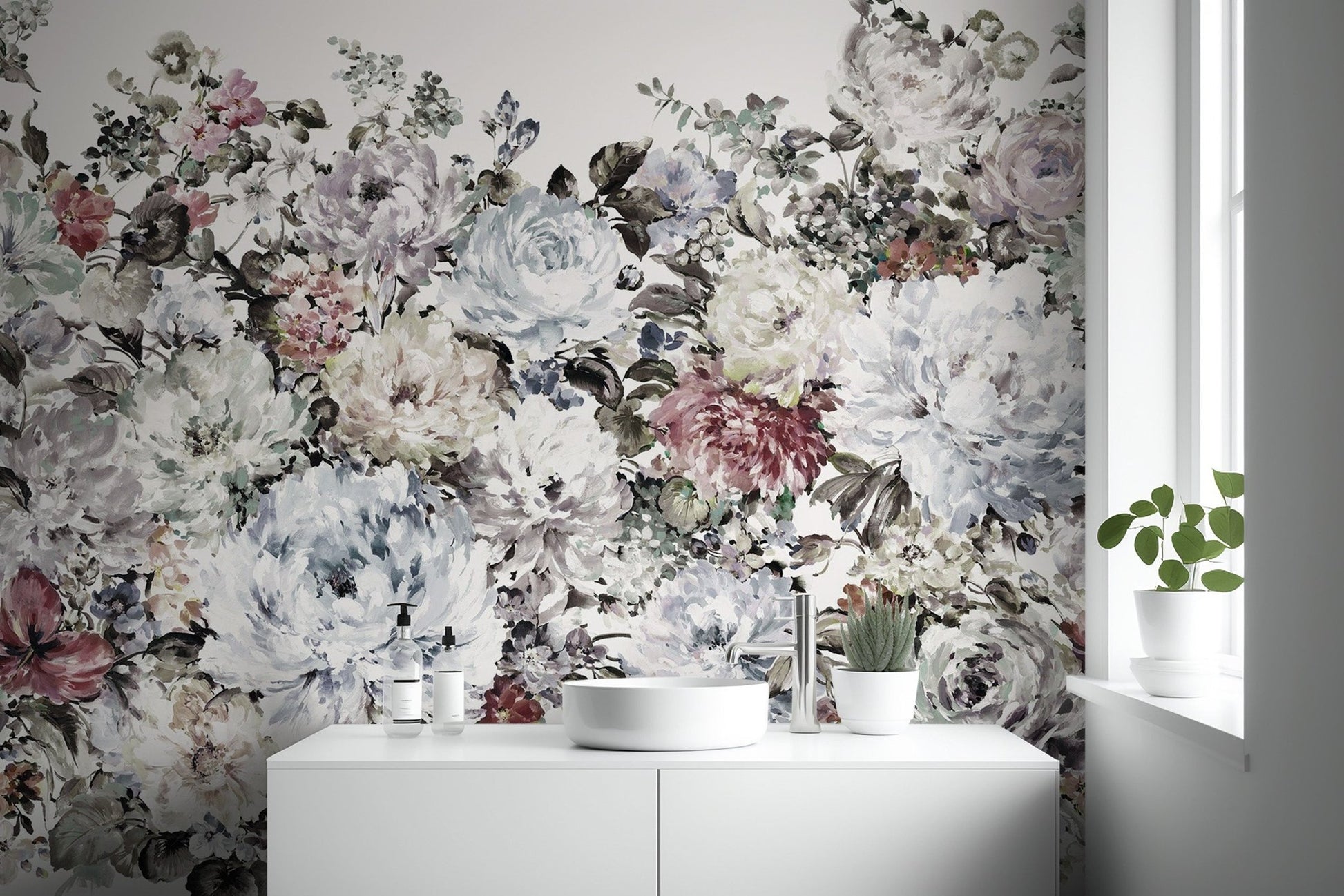 Watercolor Peony Wallpaper Mural - Wallanza