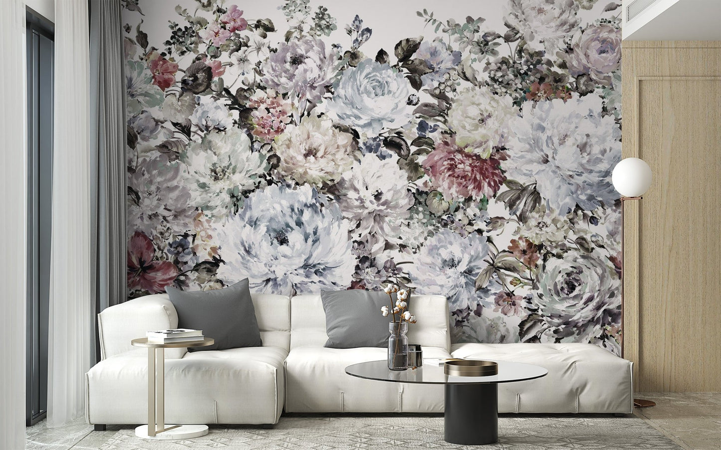 Watercolor Peony Wallpaper Mural - Wallanza