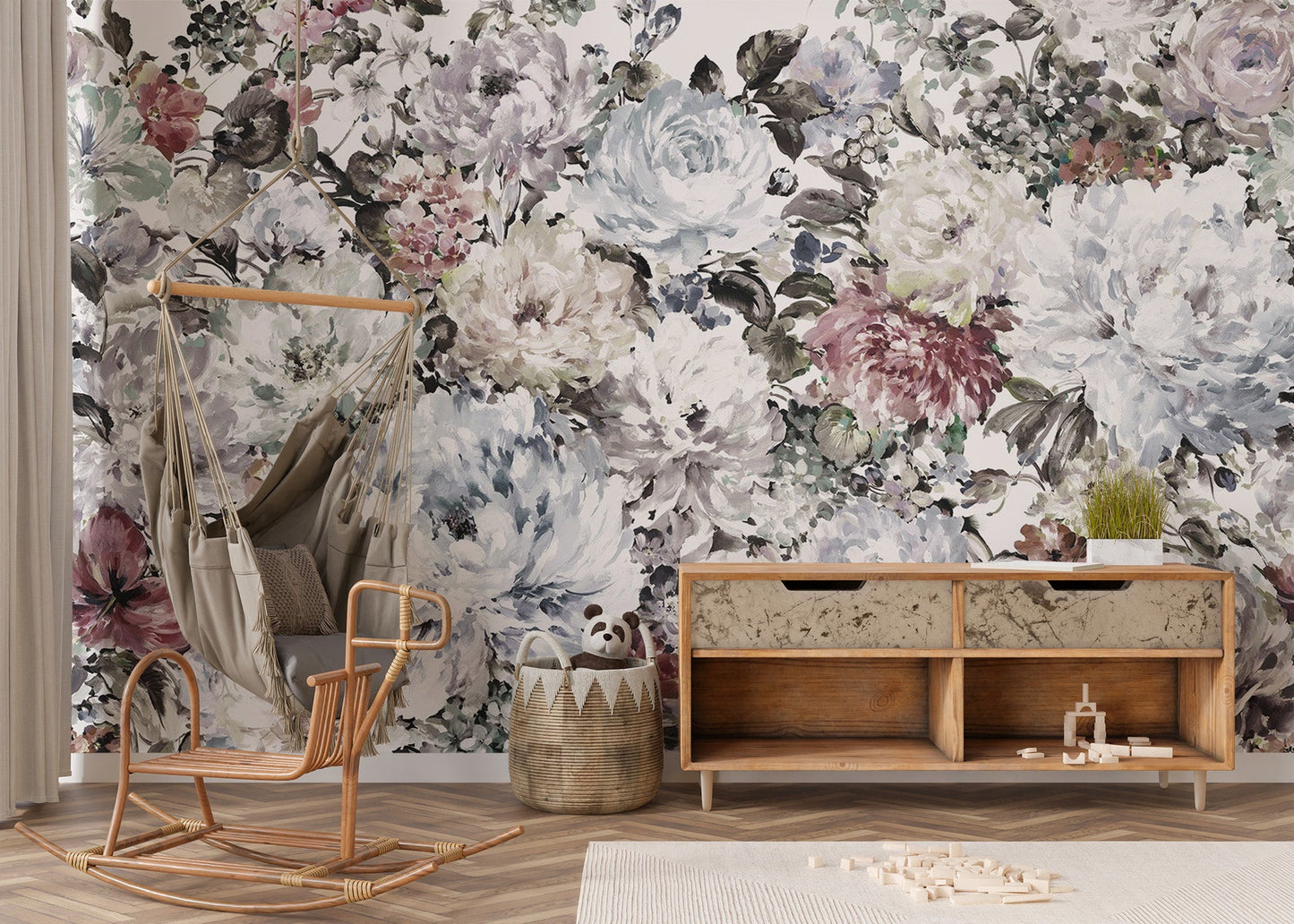 Watercolor Peony Wallpaper Mural - Wallanza