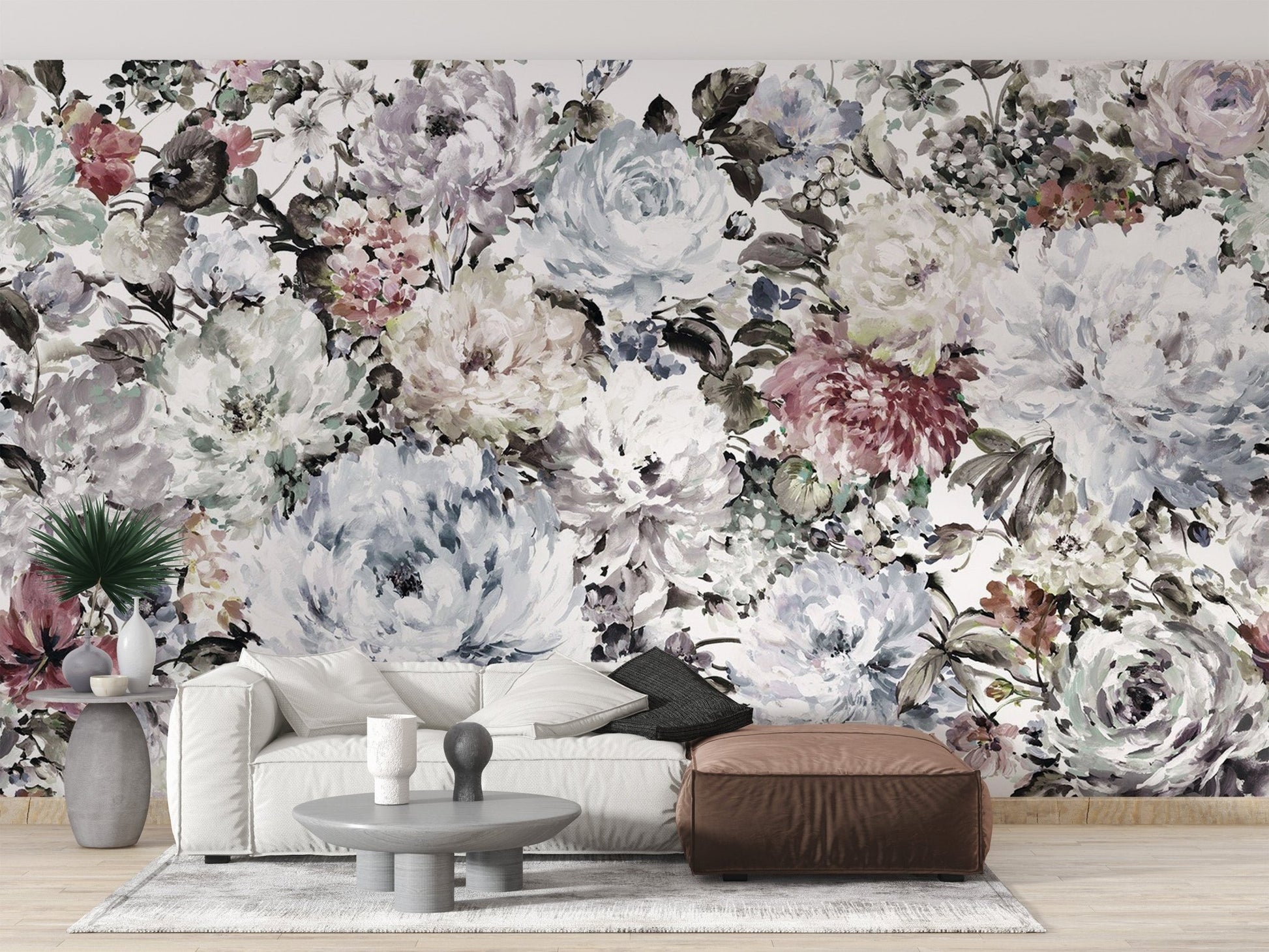 Watercolor Peony Wallpaper Mural - Wallanza