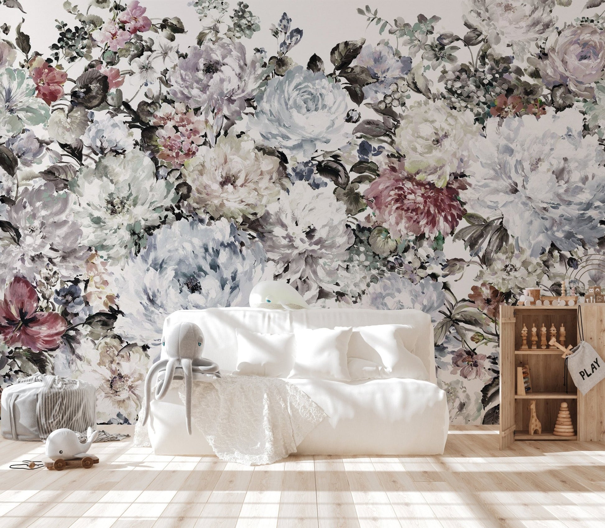Watercolor Peony Wallpaper Mural - Wallanza