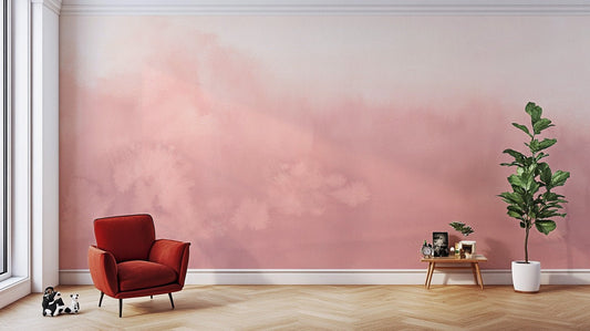 Blush watercolor wallpaper with ombre fade and artistic wall mural texture.