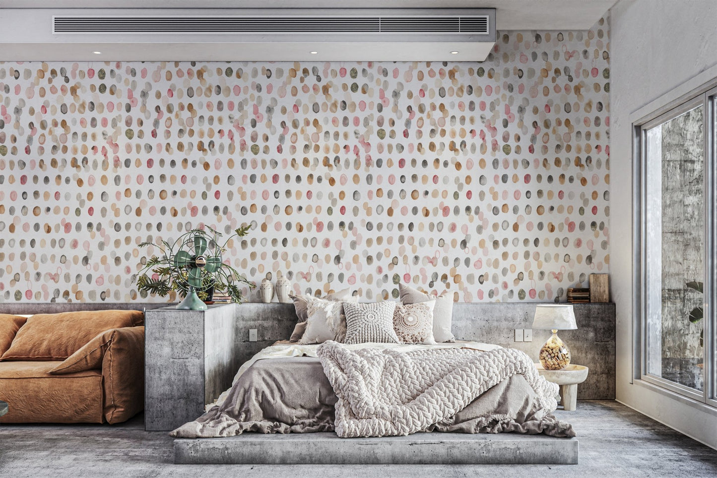 Watercolor Polka Dot Neutral Wallpaper
