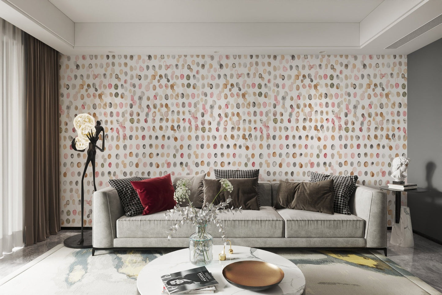 Watercolor Polka Dot Neutral Wallpaper