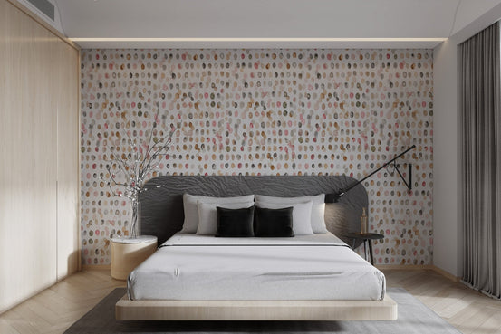 Matte finish Watercolor Polka Dot Neutral Wall mural for bedroom.