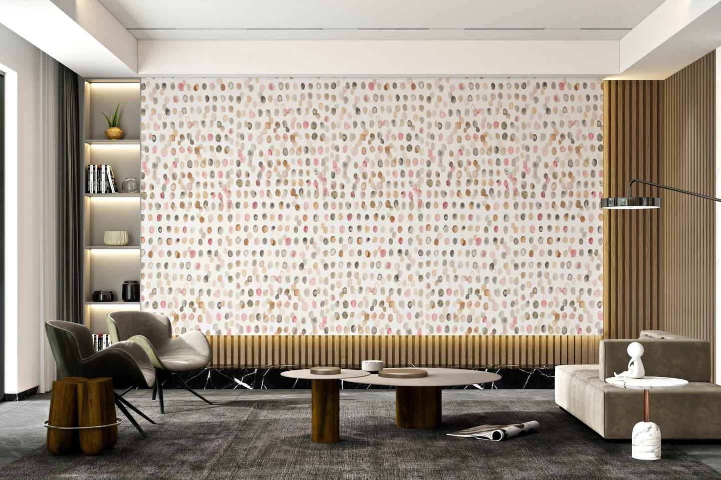 Watercolor Polka Dot Neutral Wallpaper