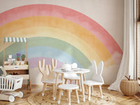 Bold atmospheric scene on a large feature wall in a playroom.