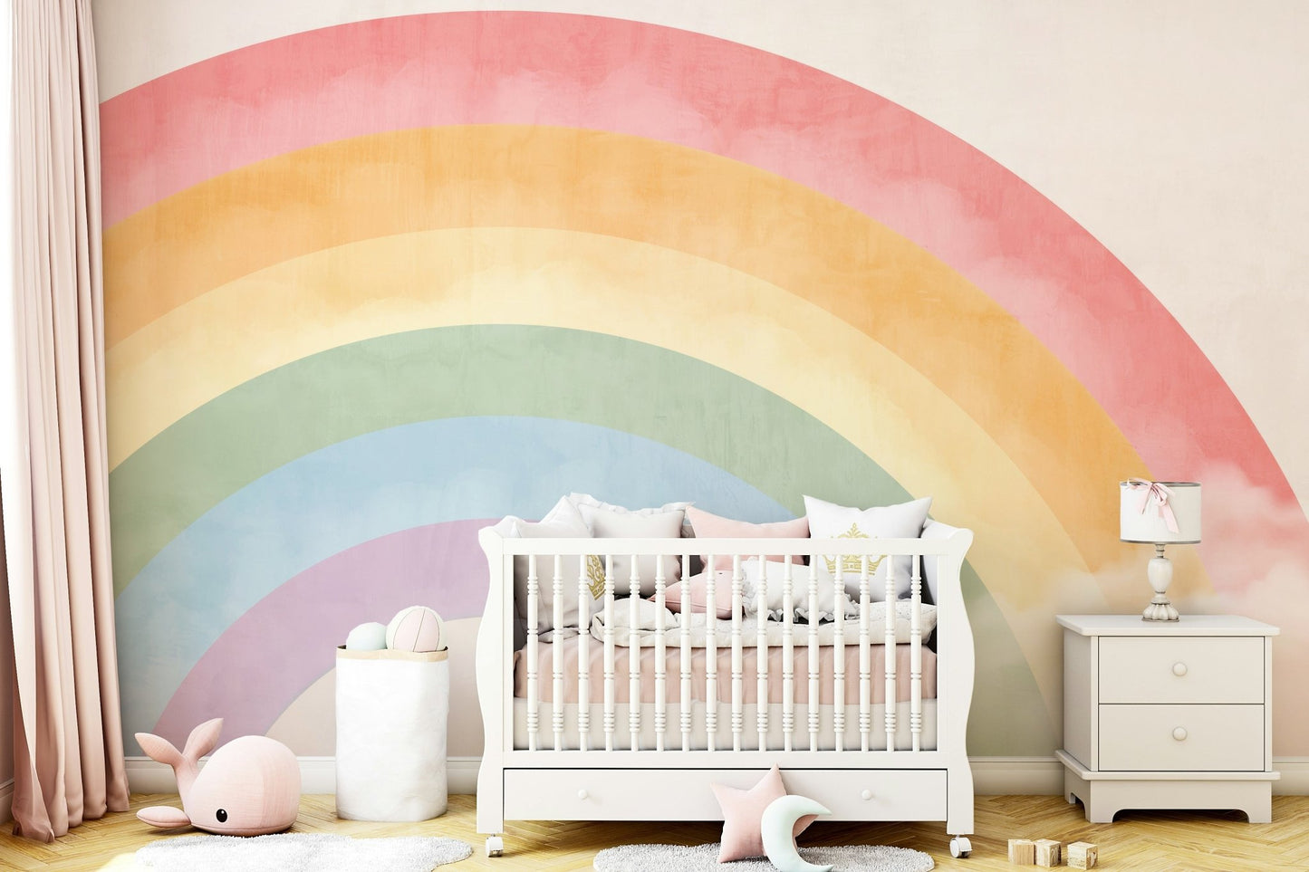 Detailed watercolor wash and mist for custom wall decor.