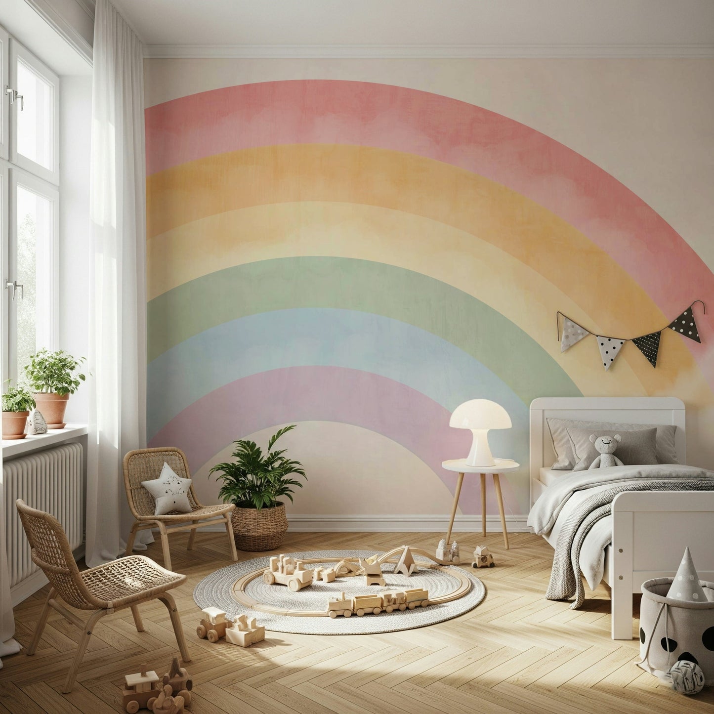Watercolor Rainbow Sky Wall Mural - Wallanza