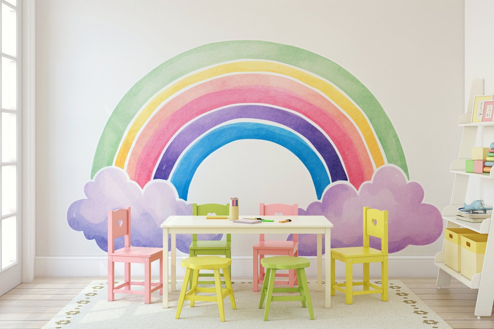 Watercolor Rainbow Wall Mural - Wallanza
