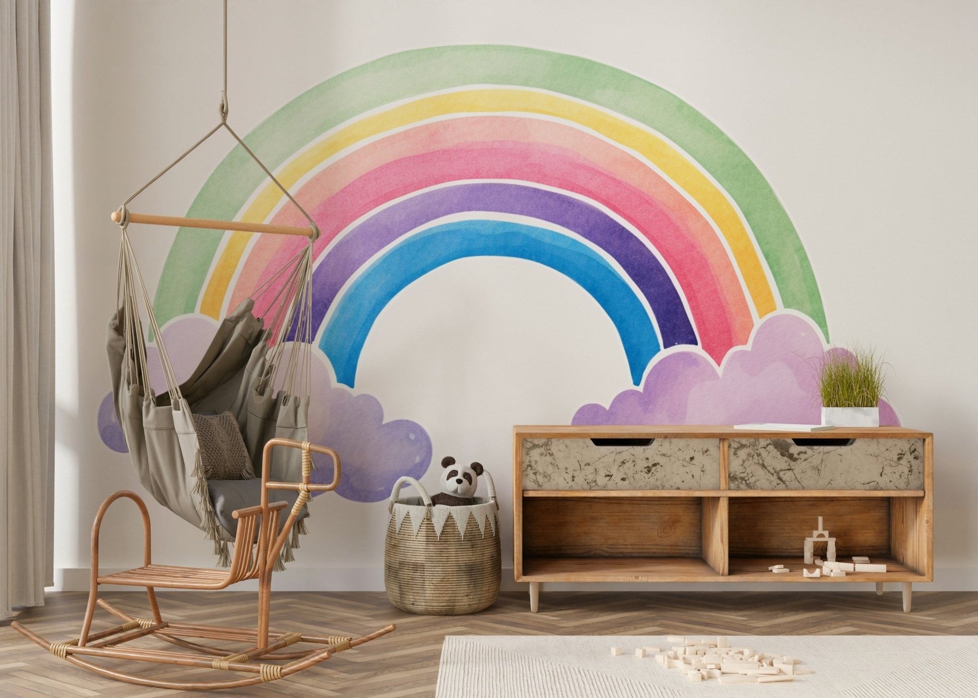 Watercolor Rainbow Wall Mural - Wallanza