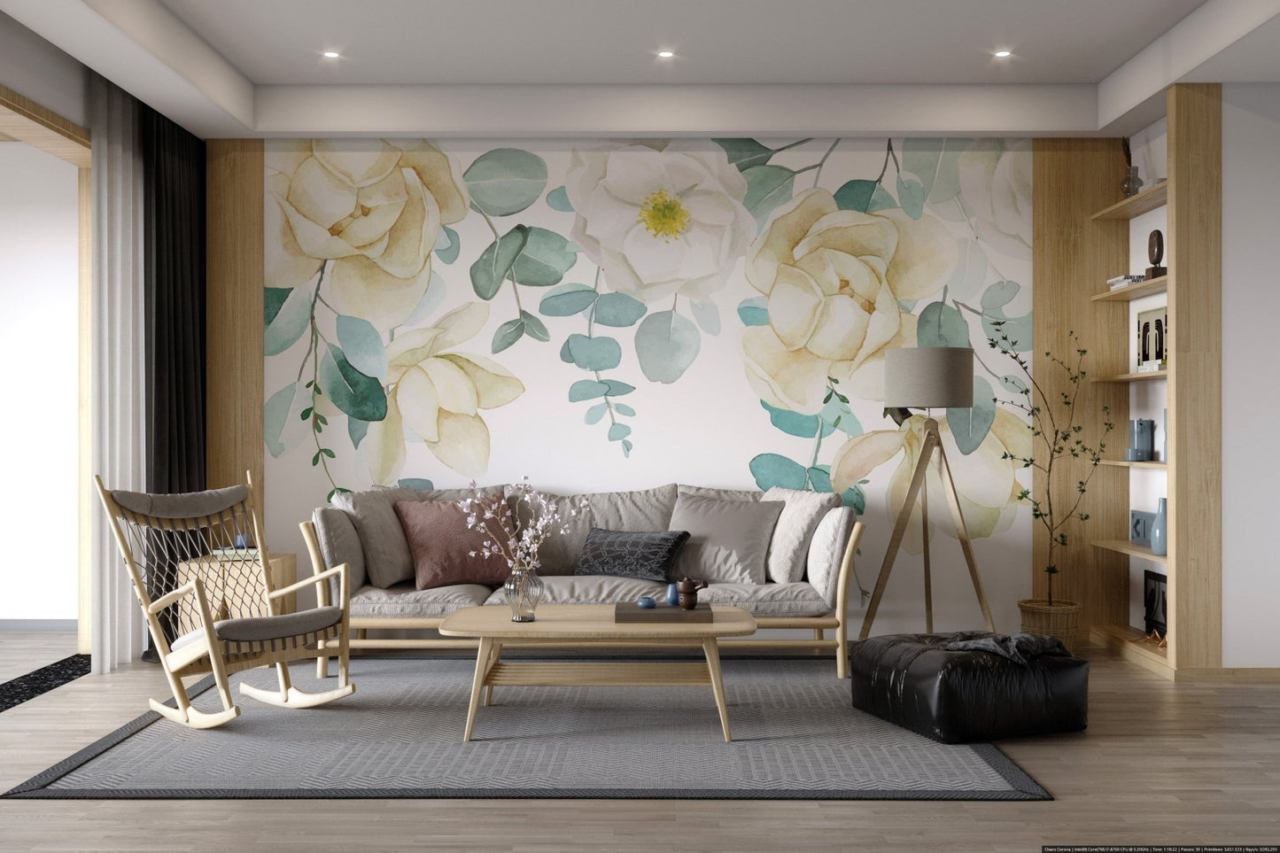 Watercolor Rose Botanical Wallpaper - Wallanza