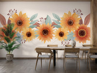 Watercolor Sunflower Floral Wallpaper - Wallanza