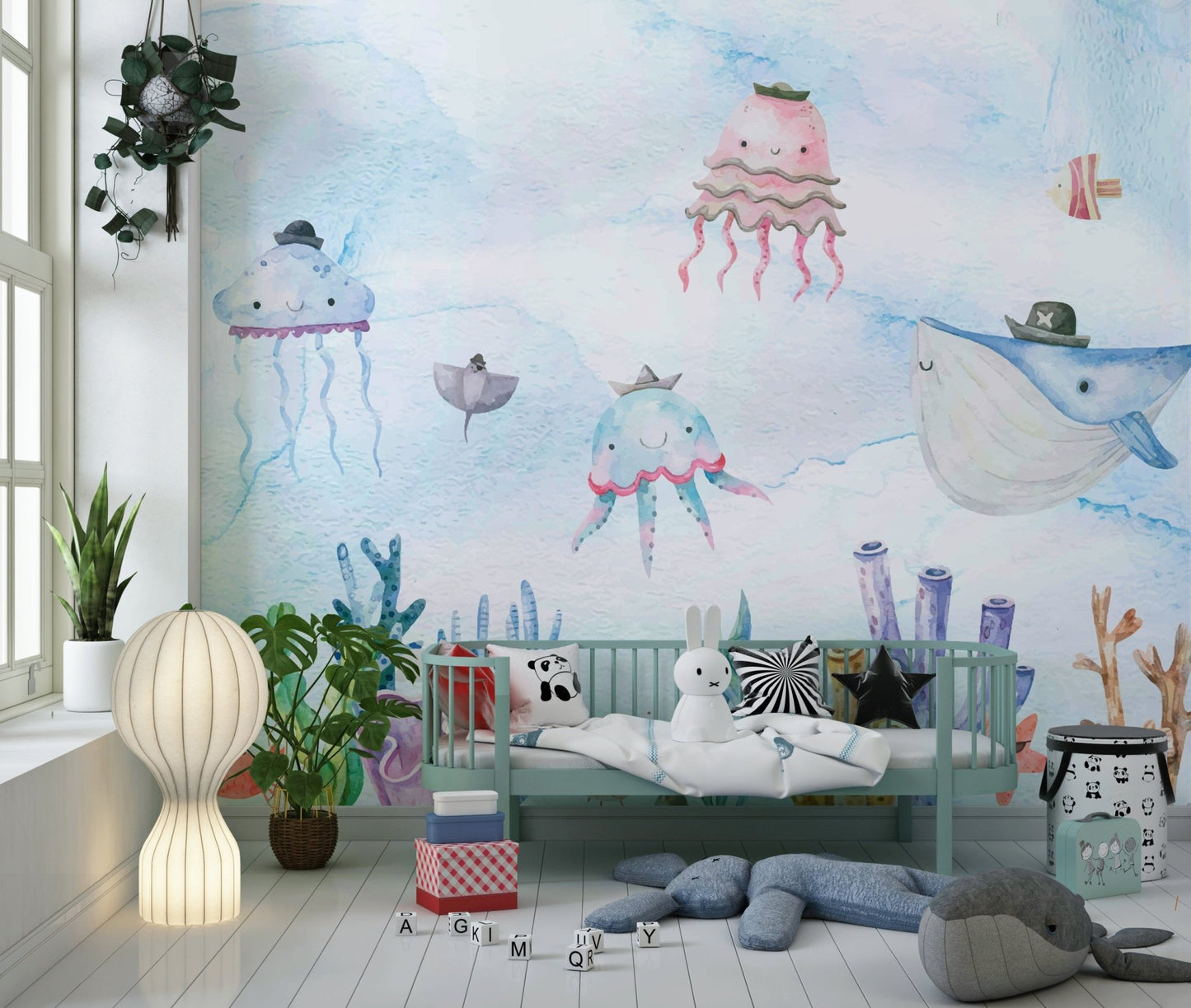 Watercolor Underwater Adventures Wall Mural - Wallanza
