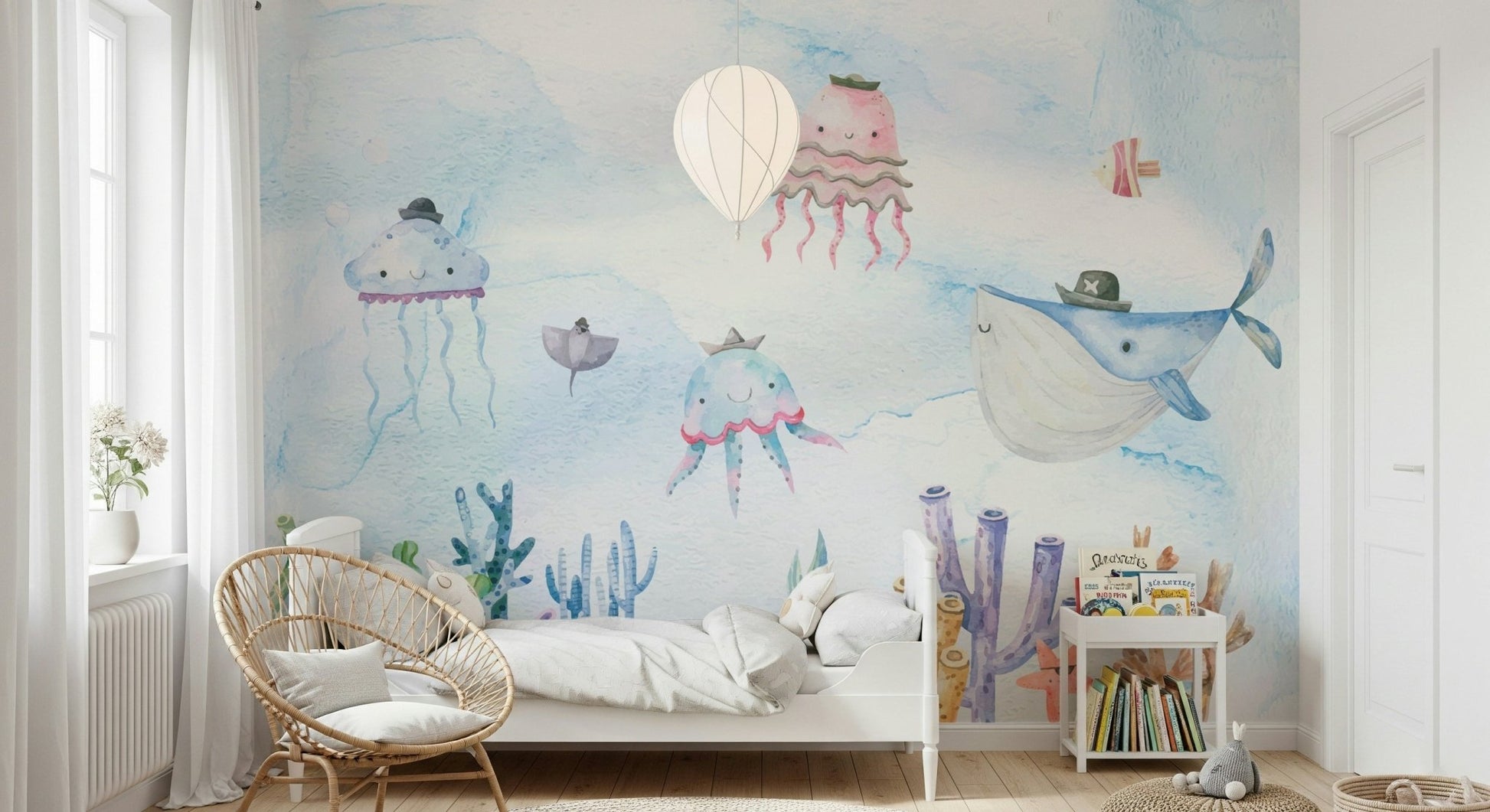 Watercolor Underwater Adventures Wall Mural - Wallanza