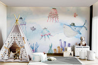 Watercolor Underwater Adventures Wall Mural - Wallanza