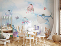 Watercolor Underwater Adventures Wall Mural - Wallanza