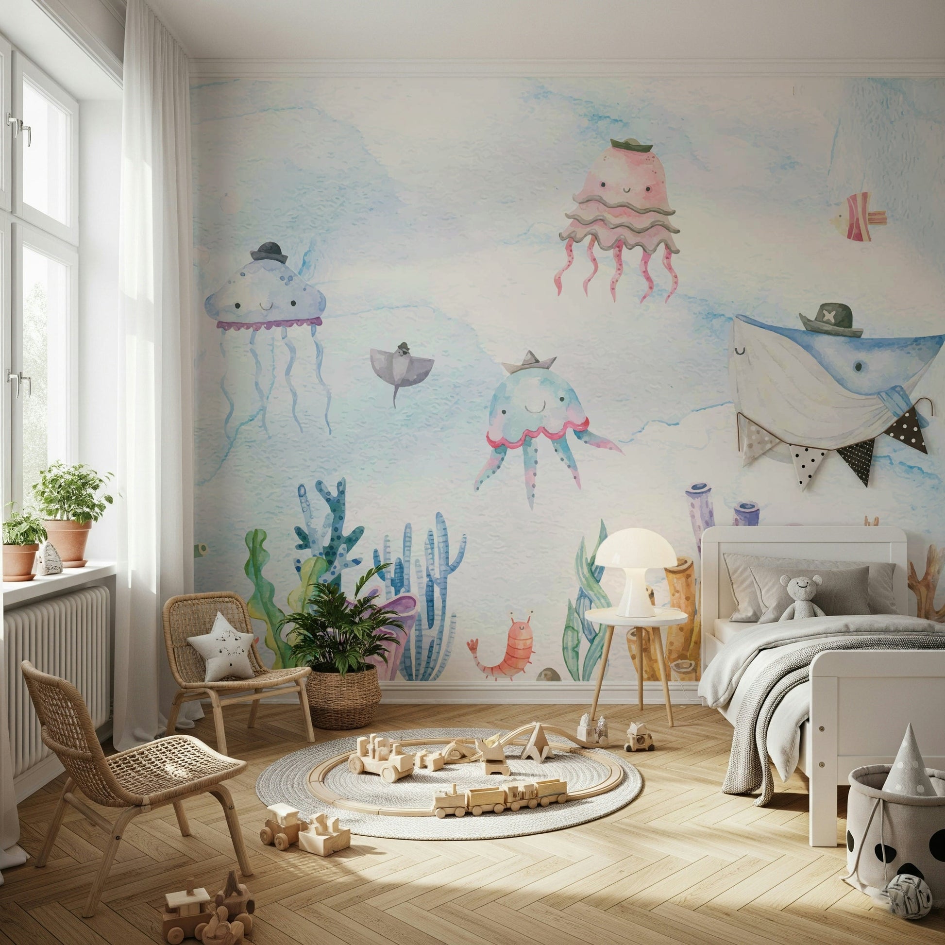 Watercolor Underwater Adventures Wall Mural - Wallanza