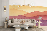 Watercolor Waves Design Wallpaper Mural for modern living room.
