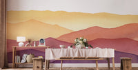 Contemporary dining area with watercolor design wall mural