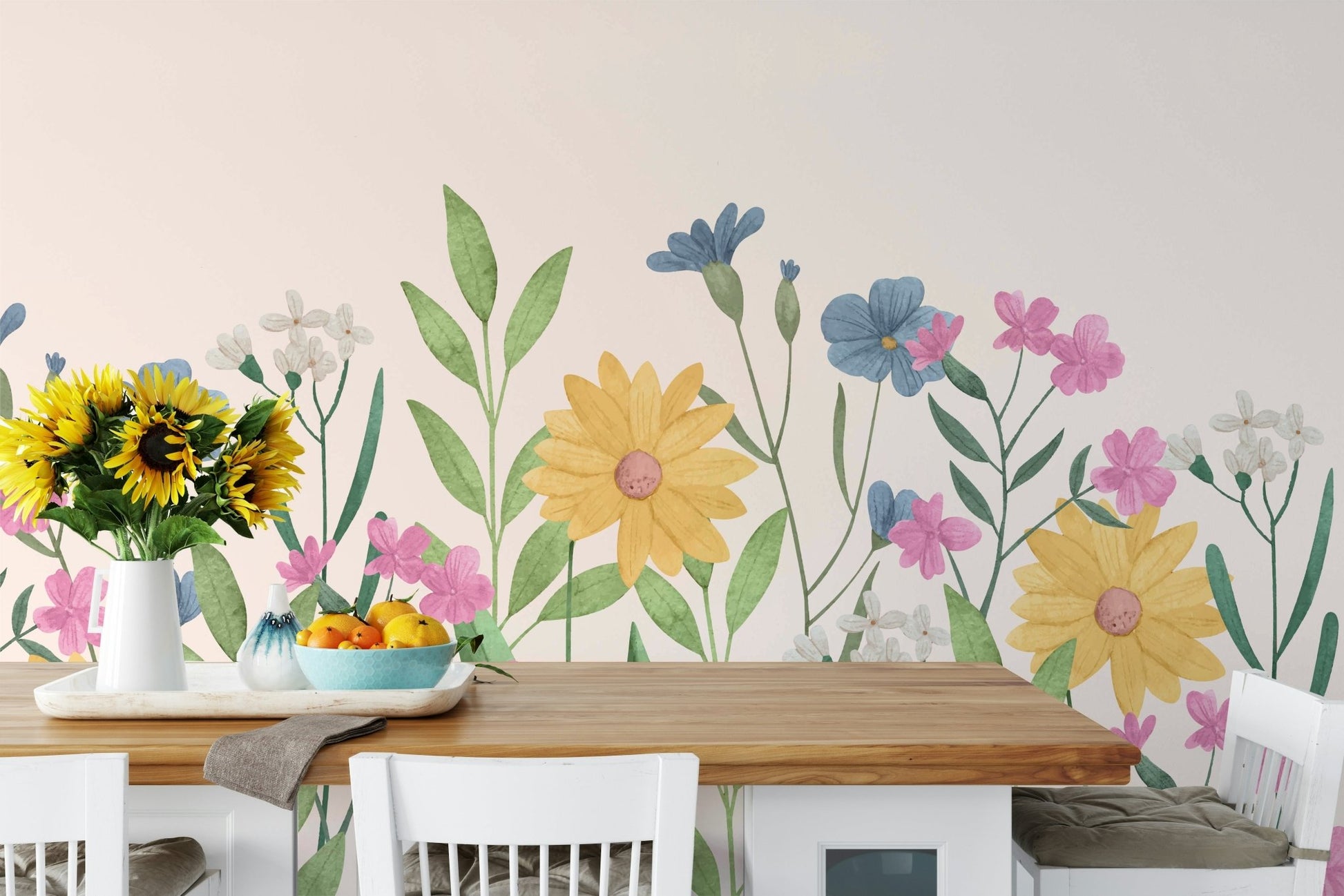 Watercolor Wildflower Wall Mural - Wallanza